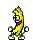a pixel art cartoon of a banana wearing sunglasses and holding a soccer ball .