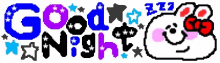 a pixel art of a hello kitty with the words good night