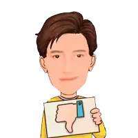 a cartoon of a man giving the thumbs down sign