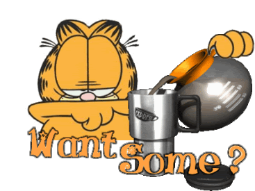 Coffee Garfield Sticker - Coffee Garfield Want Some Stickers