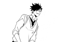 a black and white drawing of a man in a suit and tie with a surprised look on his face .