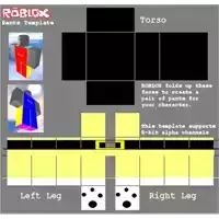 a picture of a roblox pants template with a black torso and yellow pants