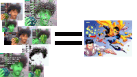 a picture of a man with green hair next to a picture of a man in a yellow cape