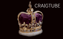 a purple and gold crown on a black background with the words craigtube above it