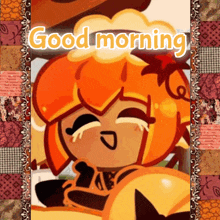 a picture of a cookie with the words good morning written on it