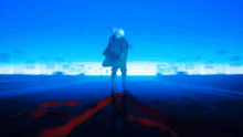 a blurry picture of a person standing on a street