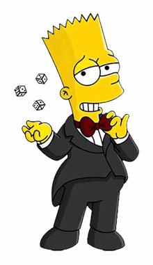 bart simpson is wearing a tuxedo and bow tie