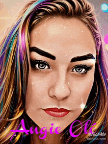 a digital painting of a woman with the name angie on it