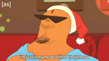 a cartoon of a man wearing sunglasses and a santa hat with the caption i 'm just in my head