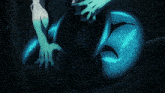 a cartoon character with a blue snake on his back