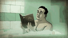 reading a tale of two atoms relaxing chilling in the bathtub taking a bath