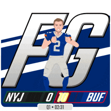 a football player with the number 2 on his shirt