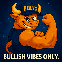 a cartoon bull wearing a hat that says bullyx