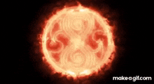 a circle of fire with a swirl in the middle on a black background