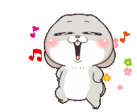 a cartoon of a rabbit with music notes behind it