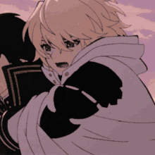a drawing of a person hugging another person with a pink sky in the background