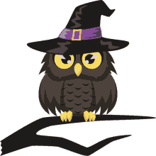 owl halloween party joypixels owl with a hat staring at you