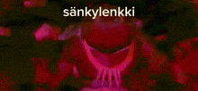 a computer generated image of a waterfall with the words sänkylenkki written in white on a red background .