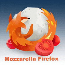 an advertisement for mozzarella firefox shows a fox surrounded by sliced tomatoes