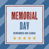 a poster for memorial day with a blue striped background