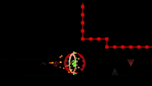 a green and black video game with a snake in the background
