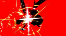 a red background with a white circle in the center