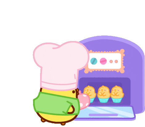 cartoon baking cupcakes