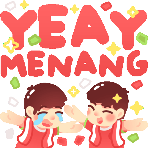 Two Players Shout "Yay, We Win" In Indonesian Sticker - Crying Happy Happy Tears Stickers