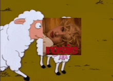a cartoon sheep is standing next to a picture of a girl with red hair and the words ruby on the cover