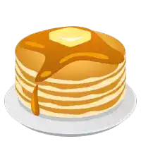 a stack of pancakes with syrup and butter on a white plate