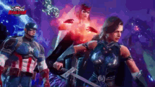 captain america , scarlet witch , and thor are featured in a video game called marvel future revolution .
