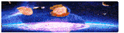 a pixel art of a man in a blue hoodie standing in front of a galaxy