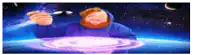 a pixel art of a man in a blue hoodie standing in front of a galaxy