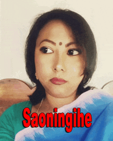 a woman 's face is shown with the name saoningihe above her
