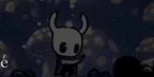 a cartoon character with horns and a smile on his face