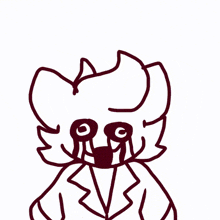 a black and white drawing of a cartoon character with tears coming out of his eyes
