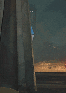 a cartoon character is peeking out from behind a window