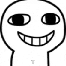 a black and white drawing of a man 's face with a big smile .