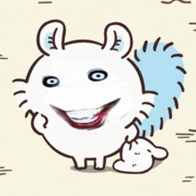 a cartoon drawing of a squirrel with a big smile on his face
