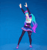 a cartoon of a girl dancing with her arms up