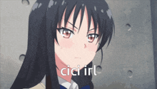 a picture of a girl with the words " cici irl " above her