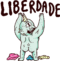 Naked Ogre Says Freedom In Portuguese Sticker - Grownup Ogre Liberdade Comando Stickers