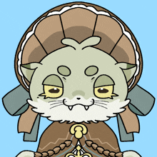 a cartoon drawing of a cat wearing a hat and a necklace