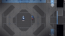 a screenshot of a video game where a person is being attacked by a giant ice sphere .