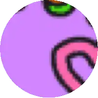 a purple circle with a pink swirl in the middle .