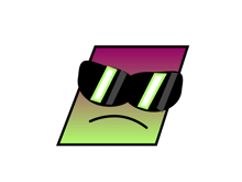 a cartoon character wearing sunglasses with a sad face