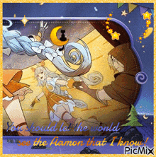 a cartoon drawing of a man and a woman with the words " you should let the world see the amon that i know "