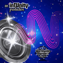a poster for an intunity production shows a speaker and a wave