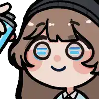 a cartoon drawing of a girl with a spray can
