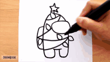 a person is drawing among us with a christmas tree hat